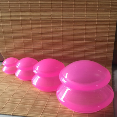 Набор силиконовых банок для массажа 4 штуки без упаковки розовые